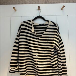 Black and Cream Striped Women's Sweater